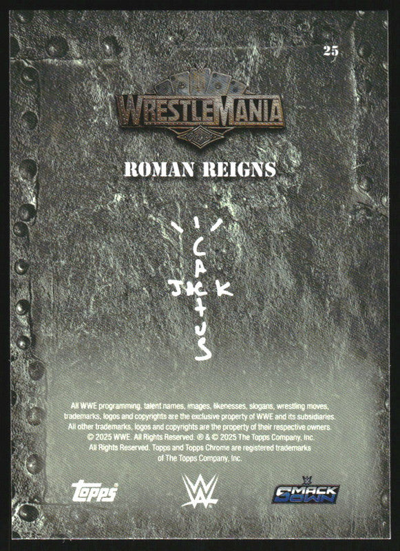 2025 Topps Chrome WWE Cactus Jack x Wrestlemania #25 Roman Reigns - Image 2