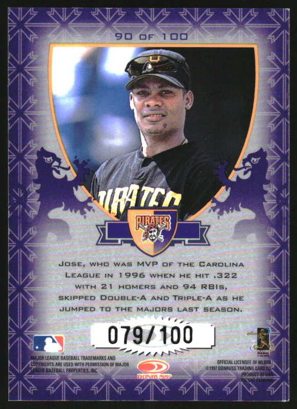1998 Donruss Crusade Purple #90 Jose Guillen /100 - Image 2