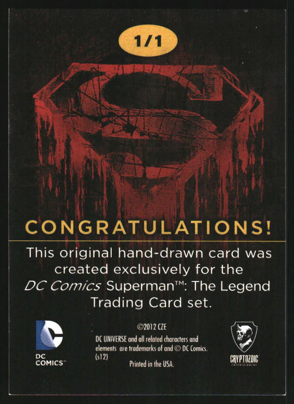 2012 Cryptozoic Superman The Legend Artist Sketch Card 1/1 - Image 2