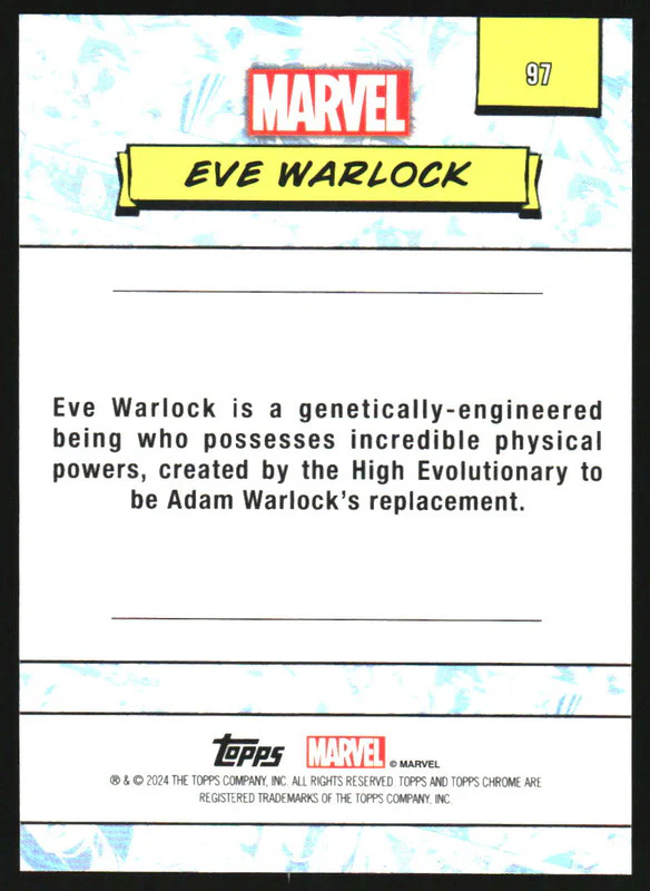2024 Topps Chrome Marvel Gold Refractor #97 Eve Warlock /50 - Image 2