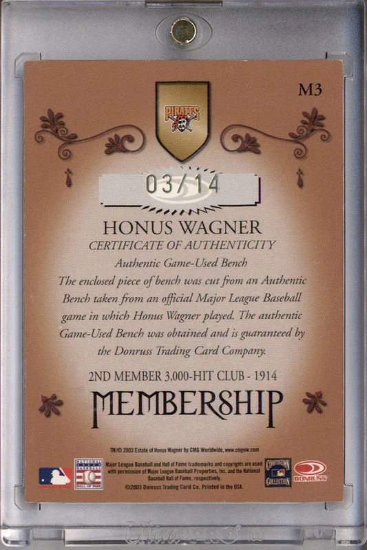 2003 Donruss Classics Membership VIP Memorabilia #M3 Honus Wagner /14 - Image 2
