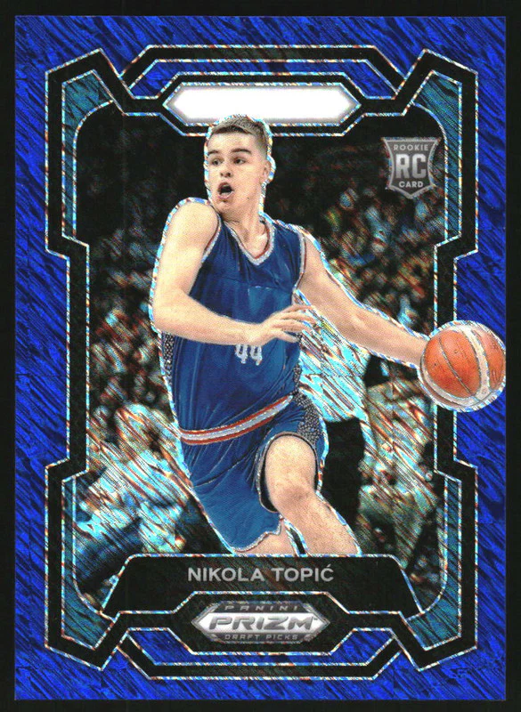 2024 Panini Prizm Draft Collegiate Blue Shimmer Prizm FOTL Nikola Topic RC /19
