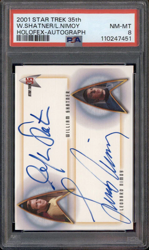 2001 Star Trek 35th Holofex Auto William Shatner Leonard Nimoy PSA 8