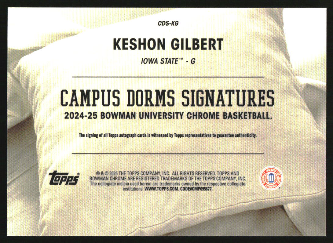 2024 Bowman University Chrome Campus Dorm Signatures #CDS-KG Keshon Gilbert Auto - Image 2