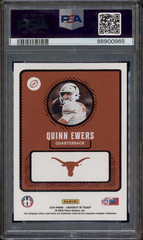 2024 Panini NIL University Of Texas Ut-White Jersey Quinn Ewers RC PSA 9 - Image 2