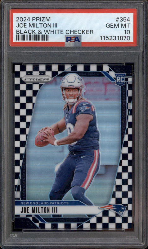 2024 Panini Prizm Black & White Checker #354 Joe Milton III RC PSA 10