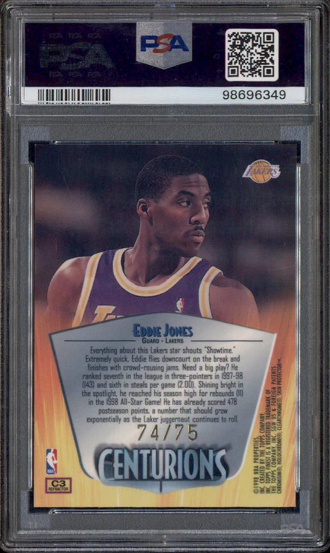 1998 Finest Centurions Refractor #C3 Eddie Jones /75 PSA 9 - Image 2
