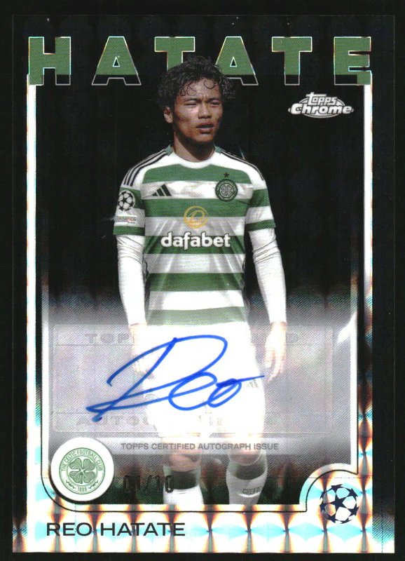 2024 Topps Chrome UEFA Autographs Black Geometric Refractor Reo Hatate Auto /10