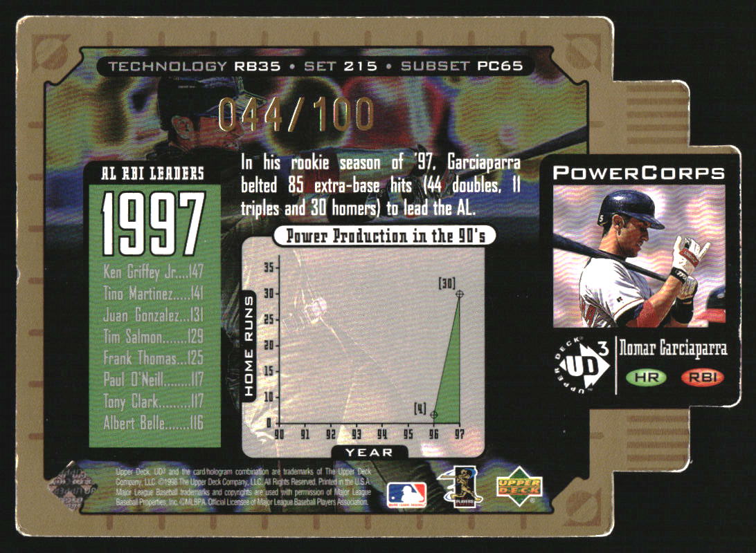 1998 Upper Deck UD3 Die Cuts #215 Nomar Garciaparra /100 - Image 2