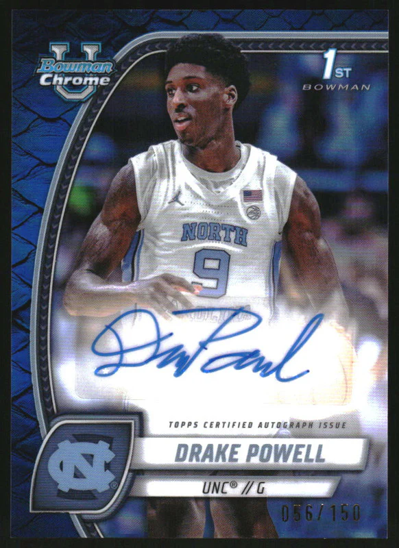 2024-25 Bowman University Chrome Reptilian Blue Refractor Drake Powell Auto /150