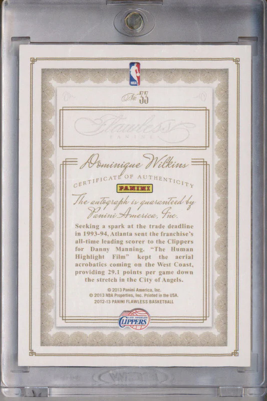 2012-13 Flawless Transitions Autographs Emerald #33 Dominique Wilkins Auto /5 - Image 2