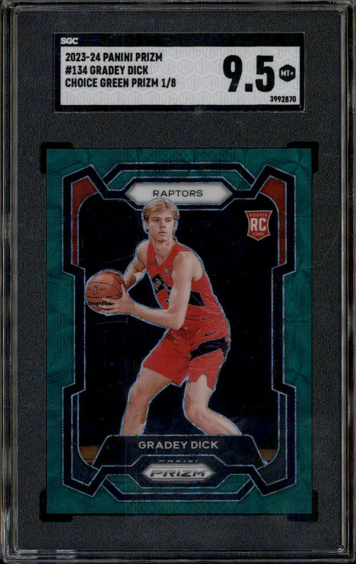2023 Panini Prizm Choice Green Prizm #134 Gradey Dick RC /8 SGC 9.5
