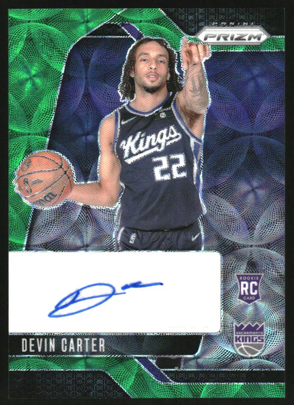 2024-25 Panini Prizm Rookie Signatures Choice Green Devin Carter RC Auto /8