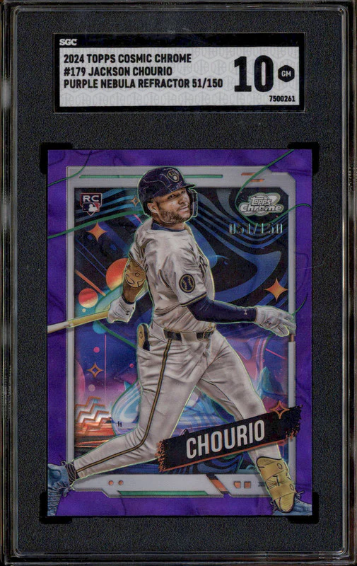 2024 Topps Cosmic Chrome Purple Nebula Refractor Jackson Chourio RC /150 SGC 10