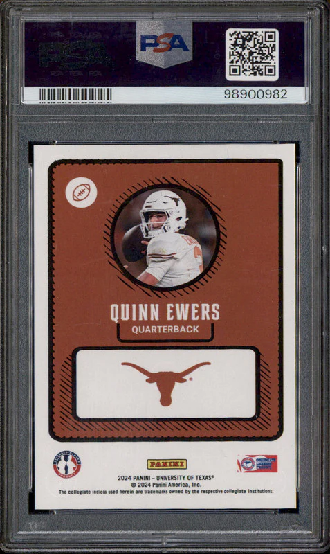 2024 Panini NIL University Of Texas White Jersey Quinn Ewers PSA 9 - Image 2