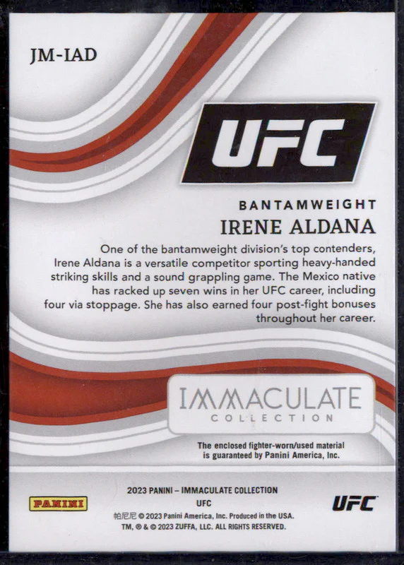 2023 Immaculate Collection UFC Jumbo Memorabilia Gloves #JM-IAD Irene Aldana /10 - Image 2