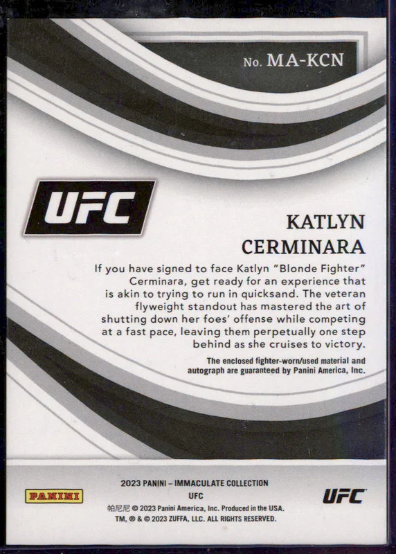 2023 Immaculate Collection UFC Memorabilia Gold #MAKCN Katlyn Cerminara Auto /10 - Image 2