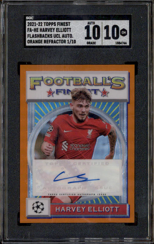 2021 Finest Flashback UCL Auto Orange Refractor Harvey Elliott /10 SGC 10
