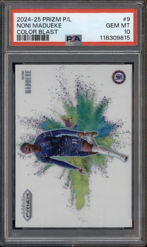 2024-25 Panini Prizm Premier League Color Blast #9 Noni Madueke PSA 10