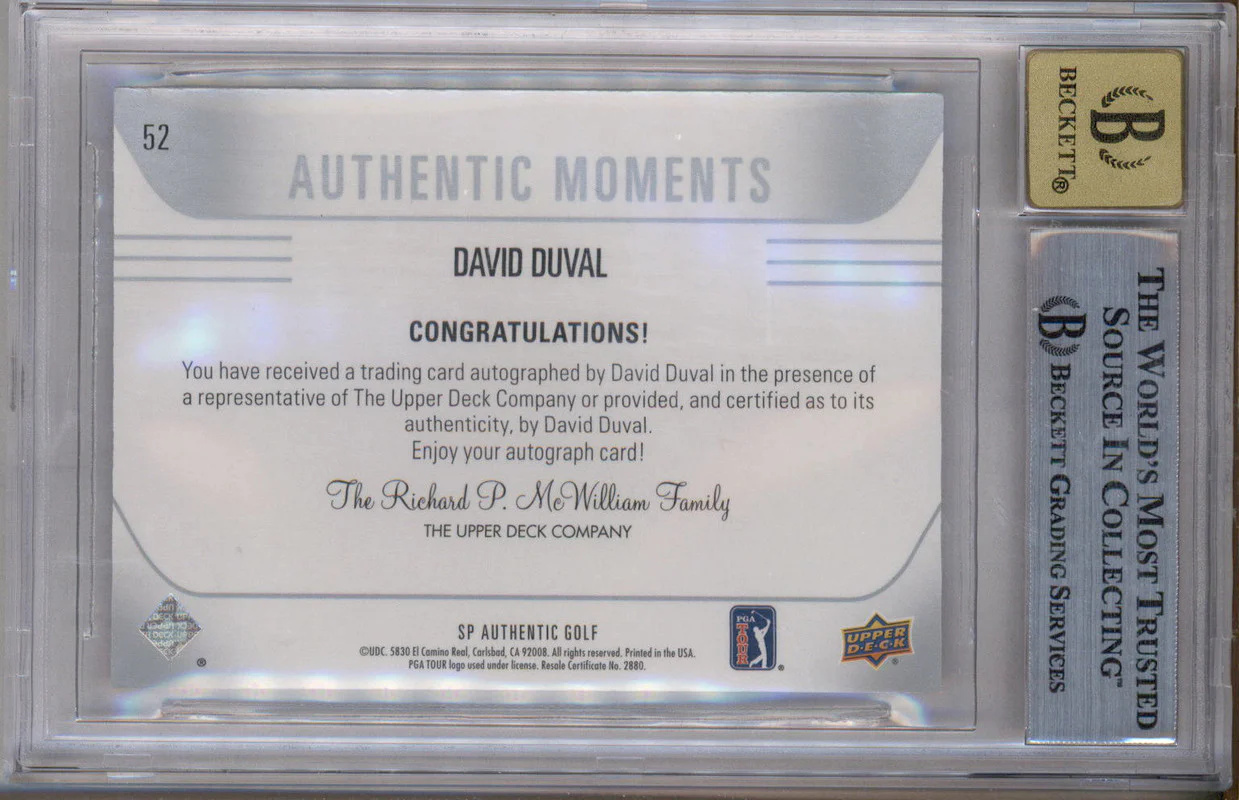2021 SP Authentic Limited Red Autograph #52 David Duval Auto /10 BGS 8.5 - Image 2
