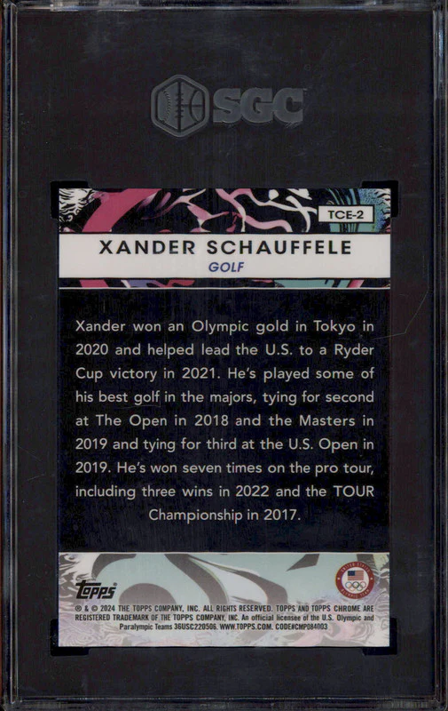 2024 Topps Chrome US Olympics Expose #TCE2 Xander Schauffele /10 SGC 9 - Image 2