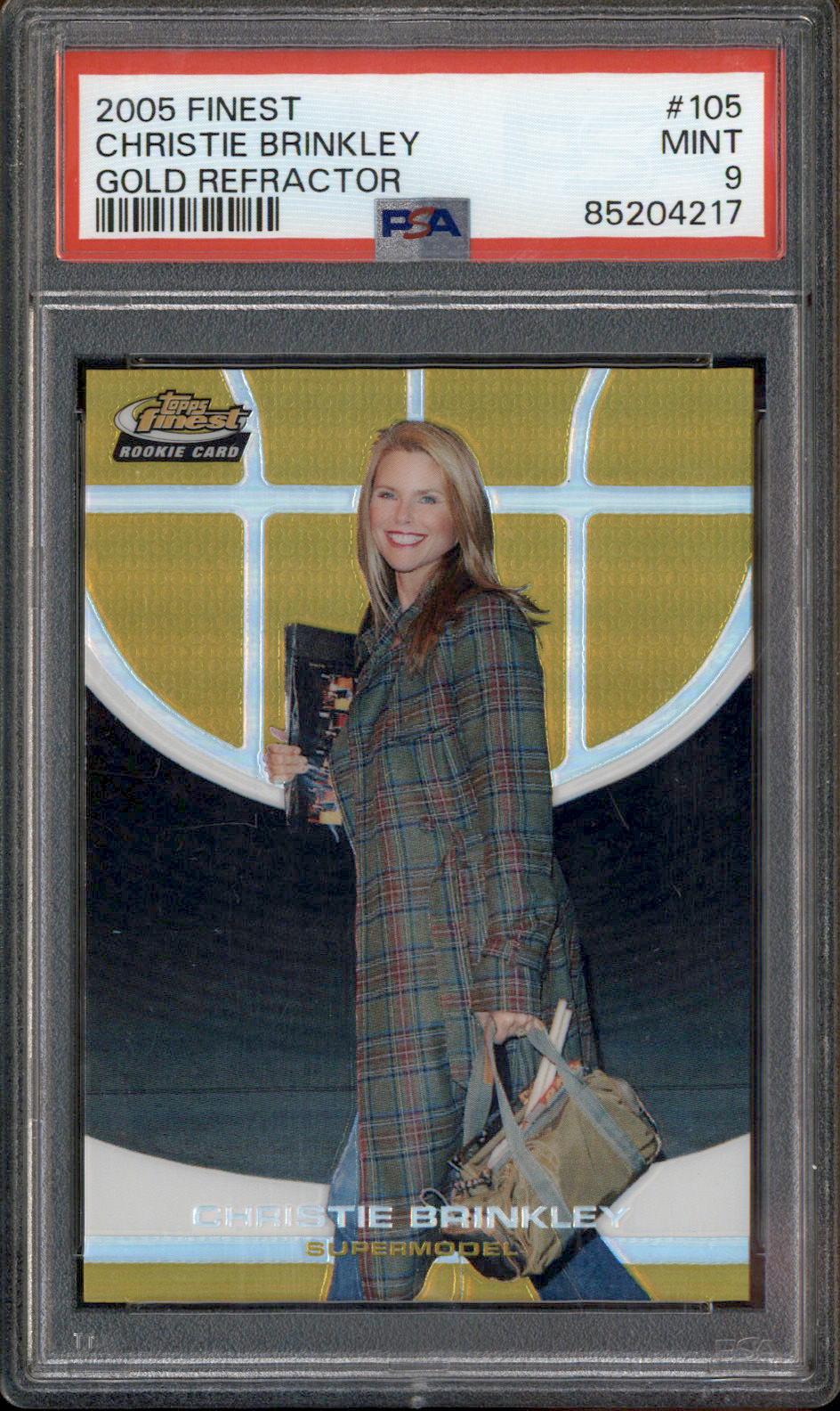 2005 Finest Gold Refractor #105 Christie Brinkley RC /39 PSA 9