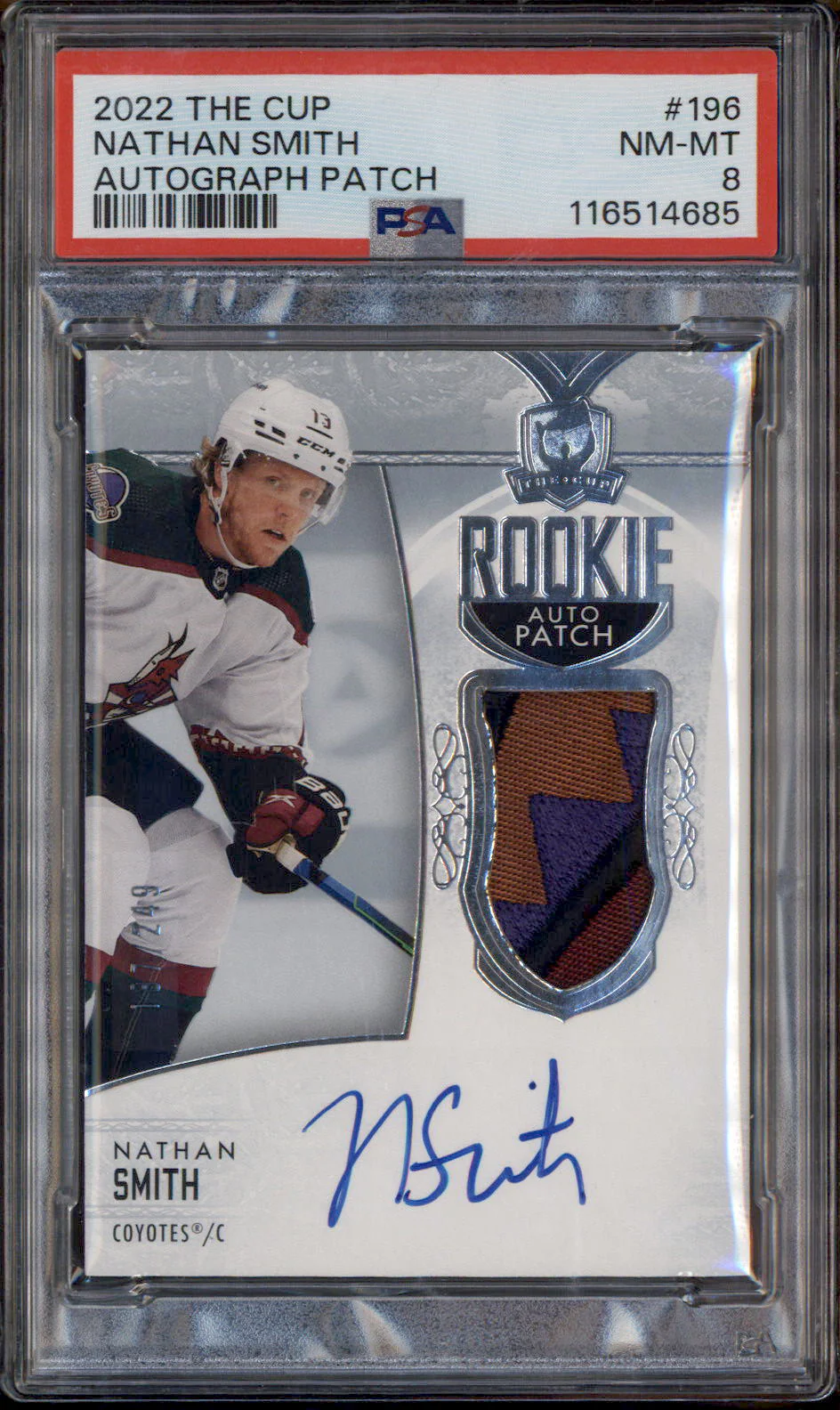 2022 The Cup Rookie Autograph Patch Nathan Smith RC Auto /249 PSA 8