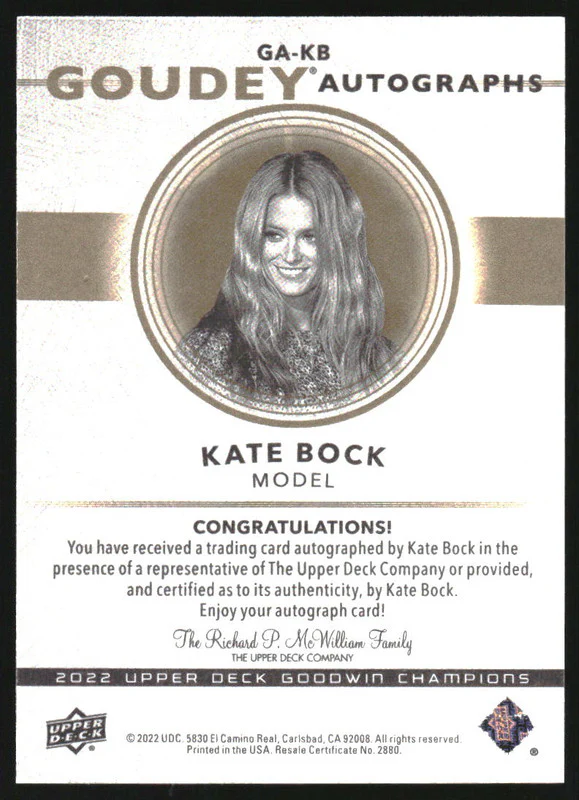 2022 Upper Deck Goodwin Champions Goudey Autographs #GAKB Kate Bock Auto - Image 2