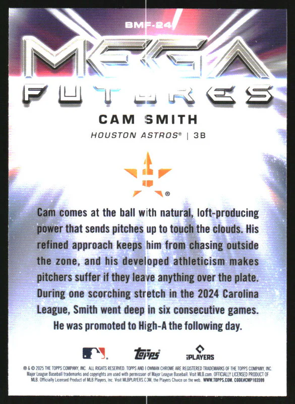 2025 Bowman Mega Futures #BMF-24 Cam Smith - Image 2