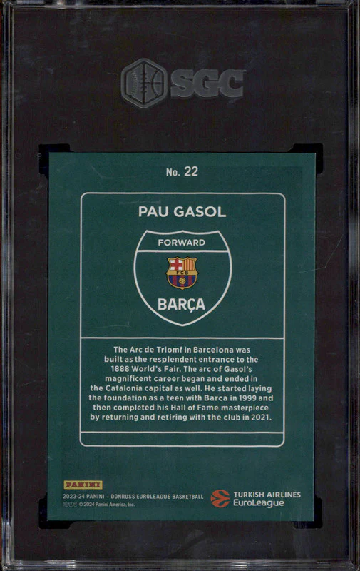2023 Donruss Euroleague Downtown #22 Pau Gasol SGC 9 - Image 2