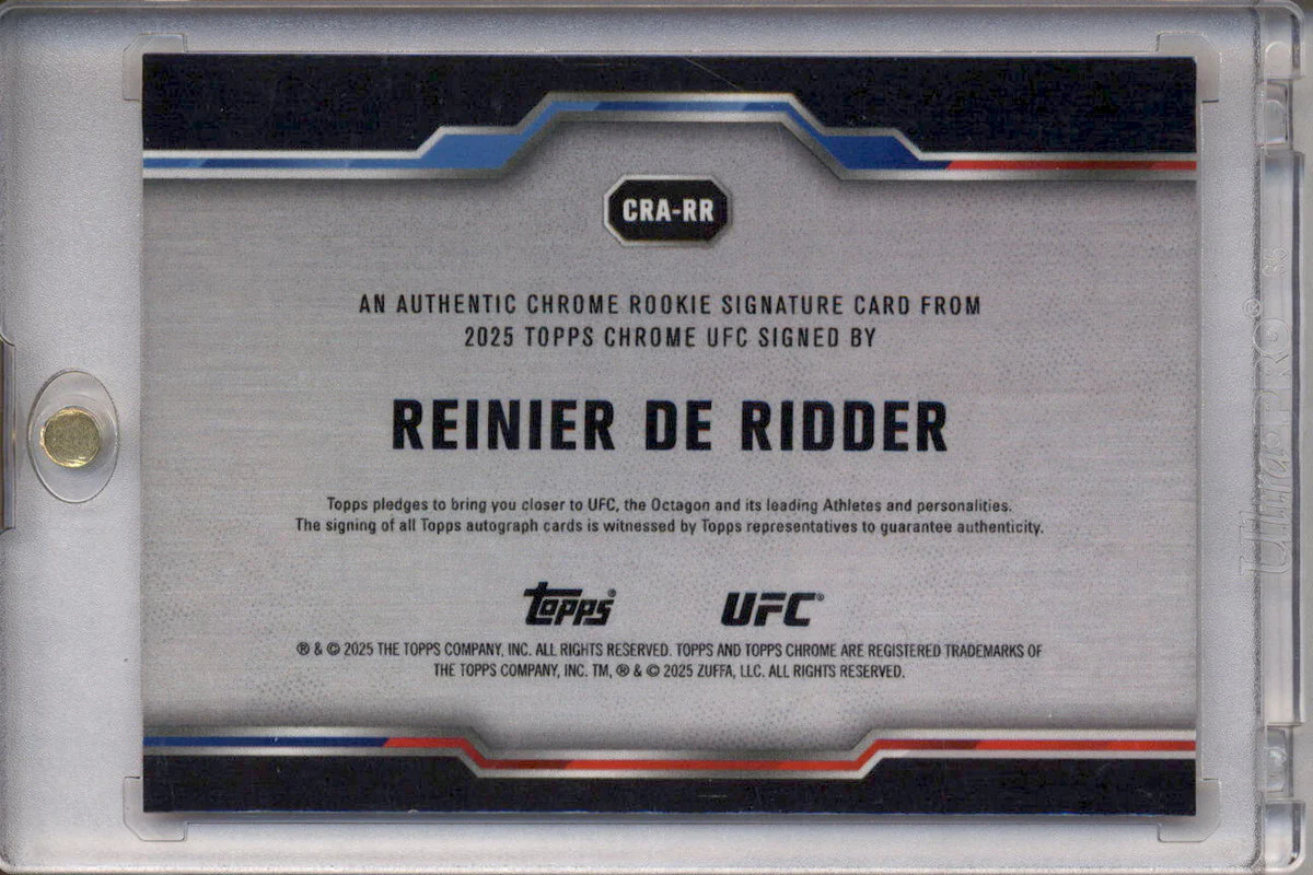 2025 Topps UFC Chrome Rookie Auto Orange Refractor Reinier de Ridder RC /25 - Image 2