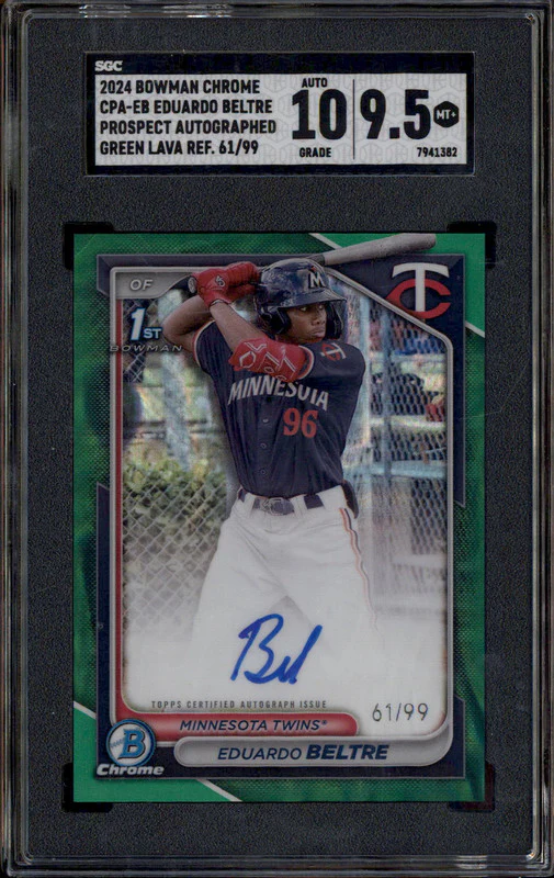 2024 Bowman Chrome Rookie Auto Green Lava Eduardo Beltre RC /99 SGC 9.5