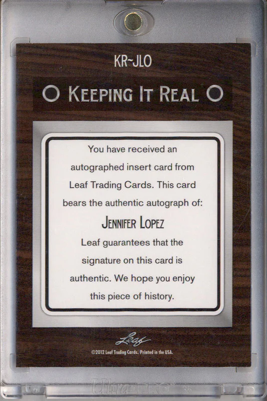 2012 Leaf Keeping It Real Autograph Jennifer Lopez Auto - Image 2