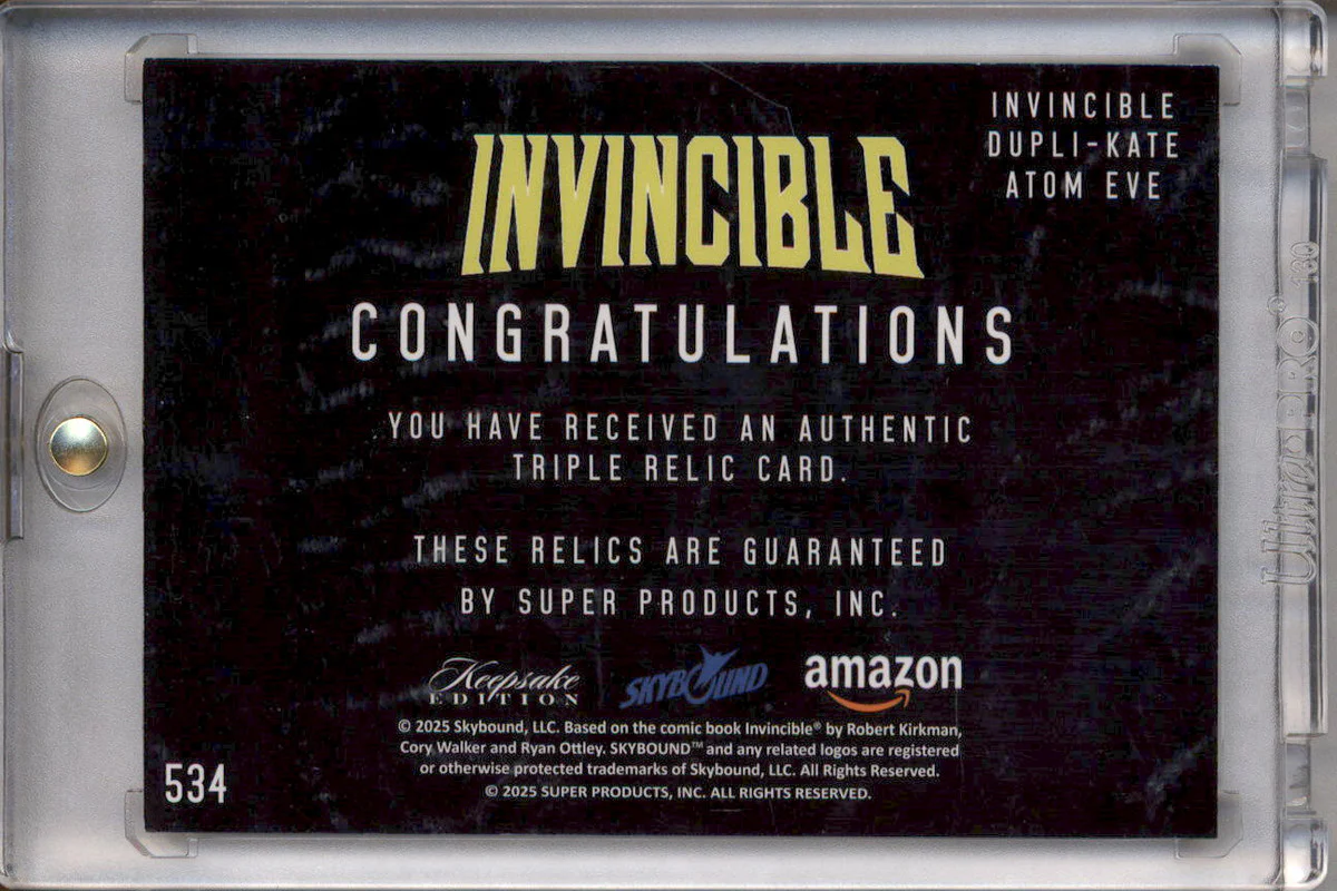 2025 Keepsake Invincible Triple Relics Black Invincible Atom Eve Dupli-Kate 1/1 - Image 2