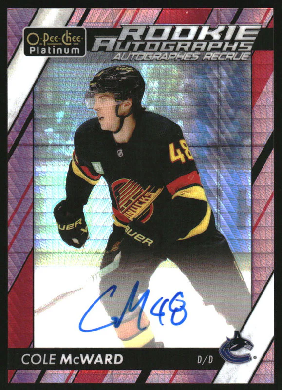 2023 O-Pee-Chee Platinum Rookie Auto Red Prism #R-CM Cole McWard RC Auto /30