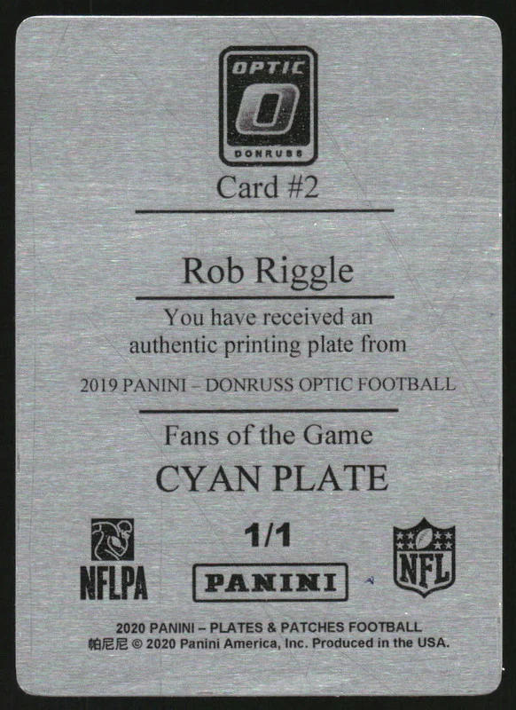 2019 Donruss Optic Fans of the Game Printing Plate Cyan Rob Riggle 1/1 - Image 2