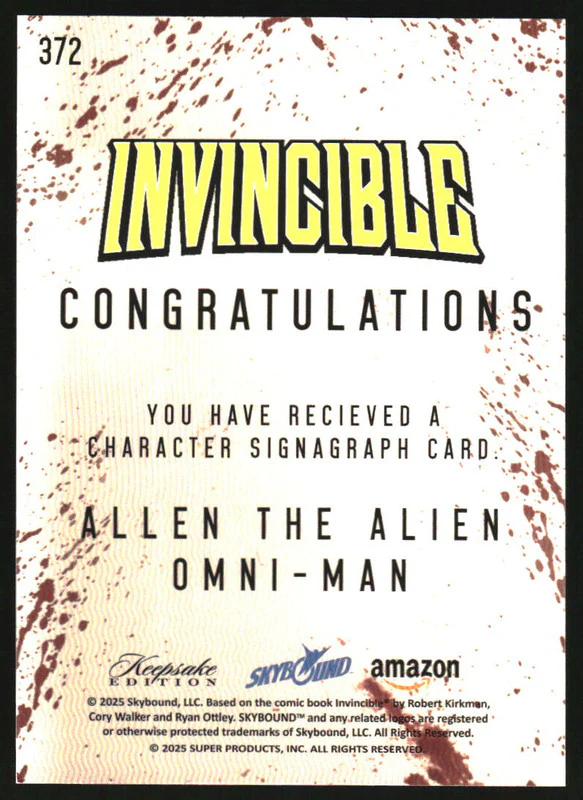 2025 Invincible Dual Laser Signagraph Silver Allen the Alien Omni-Man Auto /25 - Image 2