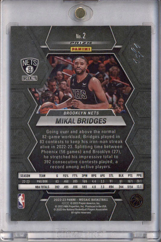 2022-23 Panini Mosaic Choice Nebula #2 Mikal Bridges 1/1 - Image 2