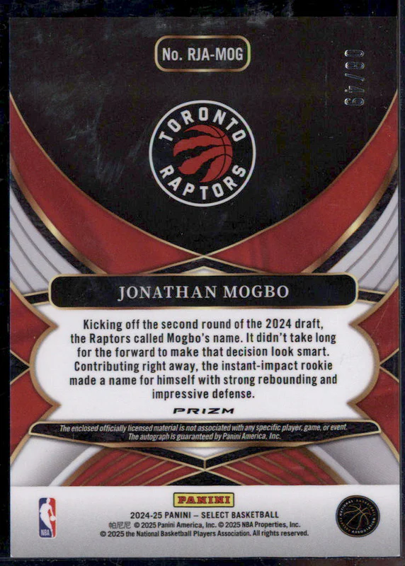 2024-25 Panini Mosaic Rookie Jersey Autographs Blue Jonathan Mogbo RC Auto /49 - Image 2