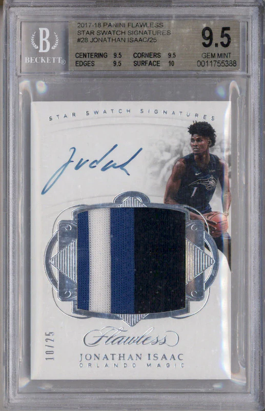 2017-18 Flawless Star Swatch Signatures #SSJI Jonathan Isaac RC Auto /25 BGS 9.5