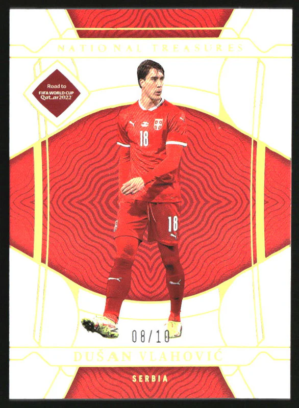 2022 Panini National Treasures Road to the World Cup Gold Dusan Vlahovic /10