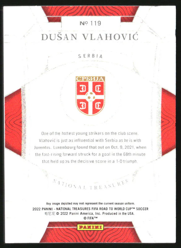 2022 Panini National Treasures Road to the World Cup Gold Dusan Vlahovic /10 - Image 2