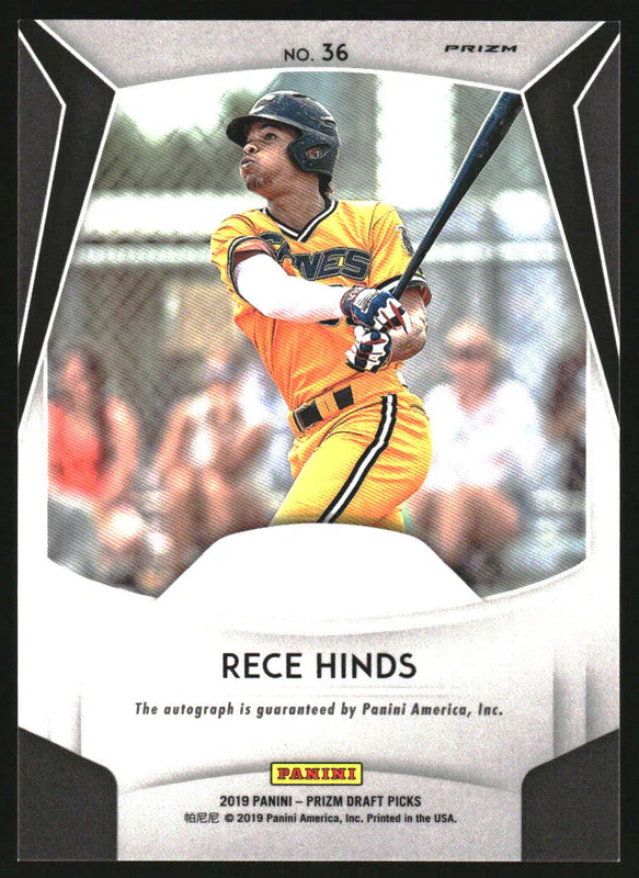 2019 Panini Prizm Draft Autographs Red & Black Snake Skin #36 Rece Hinds Auto - Image 2