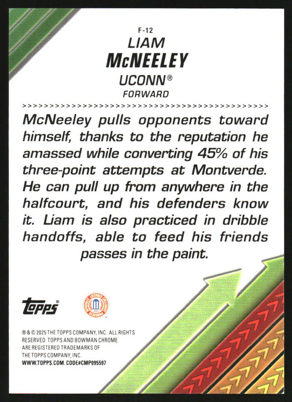 2024-25 Bowman University Chrome Facilitators Orange #F-12 Liam McNeeley /25 - Image 2