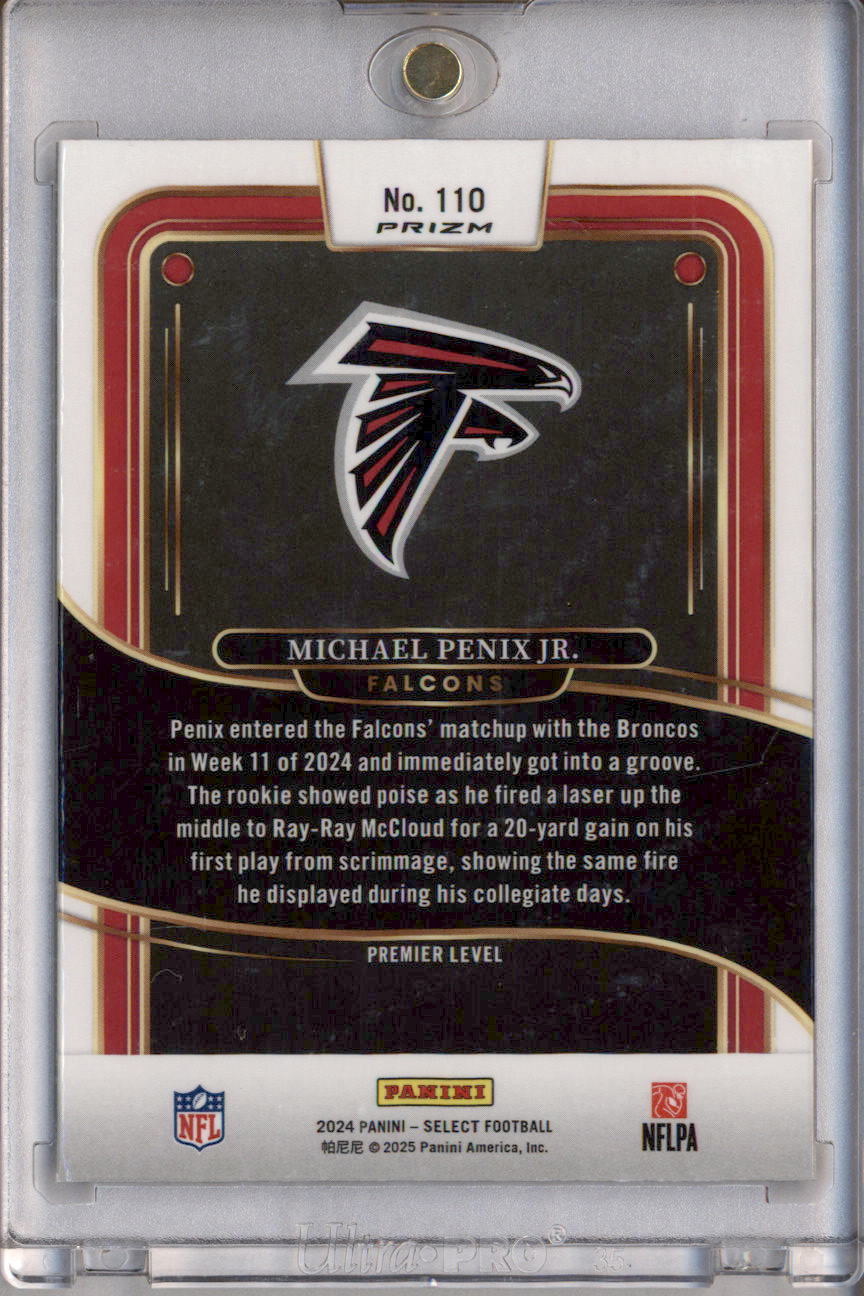 2024 Panini Select Premier Zebra Prizm #110 Michael Penix Jr. - Image 2
