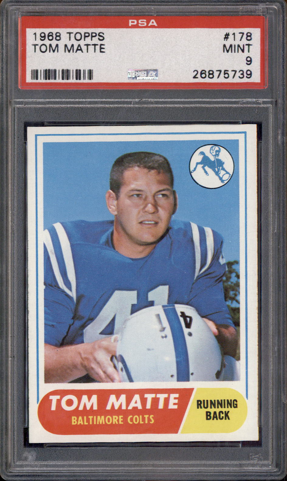 1968 Topps #178 Tom Matte PSA 9