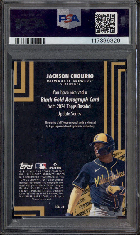 2024 Topps Update Topps Black Gold Autographs Black Gold Jackson Chourio PSA 8.5 - Image 2
