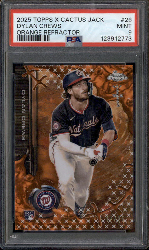 2025 Topps Chrome X Cactus Jack Orange Refractor #26 Dylan Crews RC /25 PSA 9
