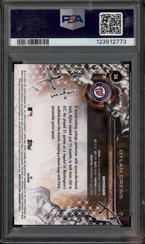 2025 Topps Chrome X Cactus Jack Orange Refractor #26 Dylan Crews RC /25 PSA 9 - Image 2