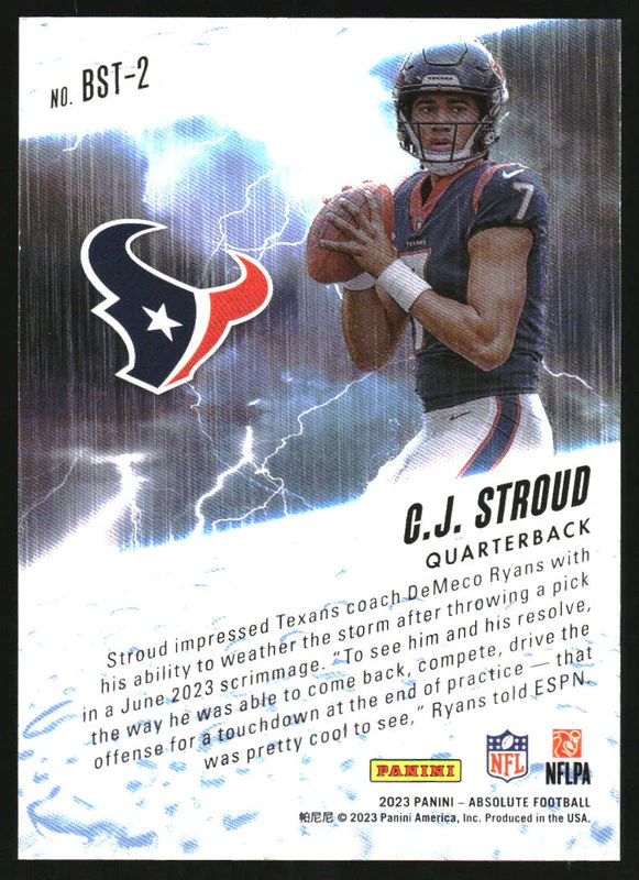 2023 Panini Absolute By Storm Spectrum Orange #BST-2 C.J. Stroud RC /75 - Image 2